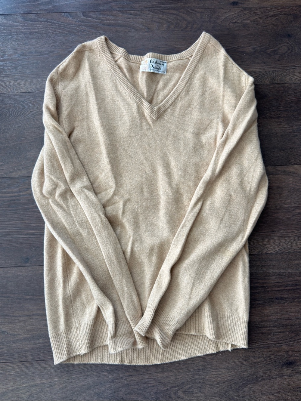 Vintage Pringle of Scotland Cashmere Crewneck Sweater Beige Large